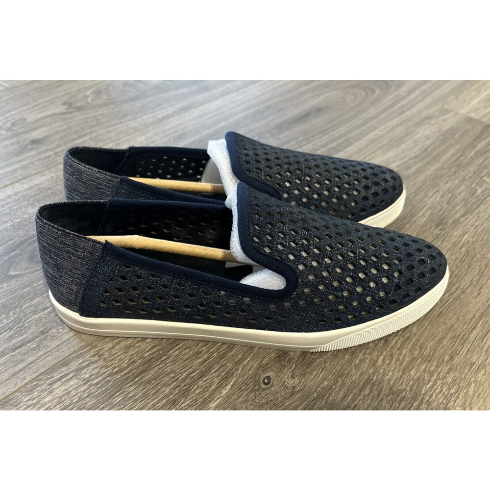 Lori Goldstein Loafer Li- Yori Dark Blue Denim Leather Size 5.5M Walking Comfort